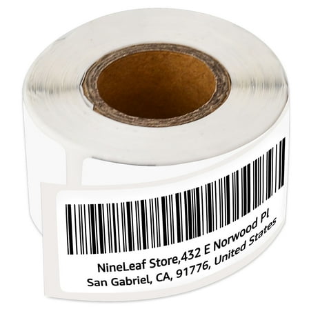 NineLeaf 1 Roll Compatible for DYMO LW 30251 1-1/8 in x 3-1/2 in Premium White Address Barcode Labels, 130 Labels Per Roll