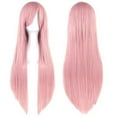 thumbnail image 1 of XmhyTop Straight Hair Synthetic Wig 80CM with Bangs Cosplay Wig- Pink, 1 of 5