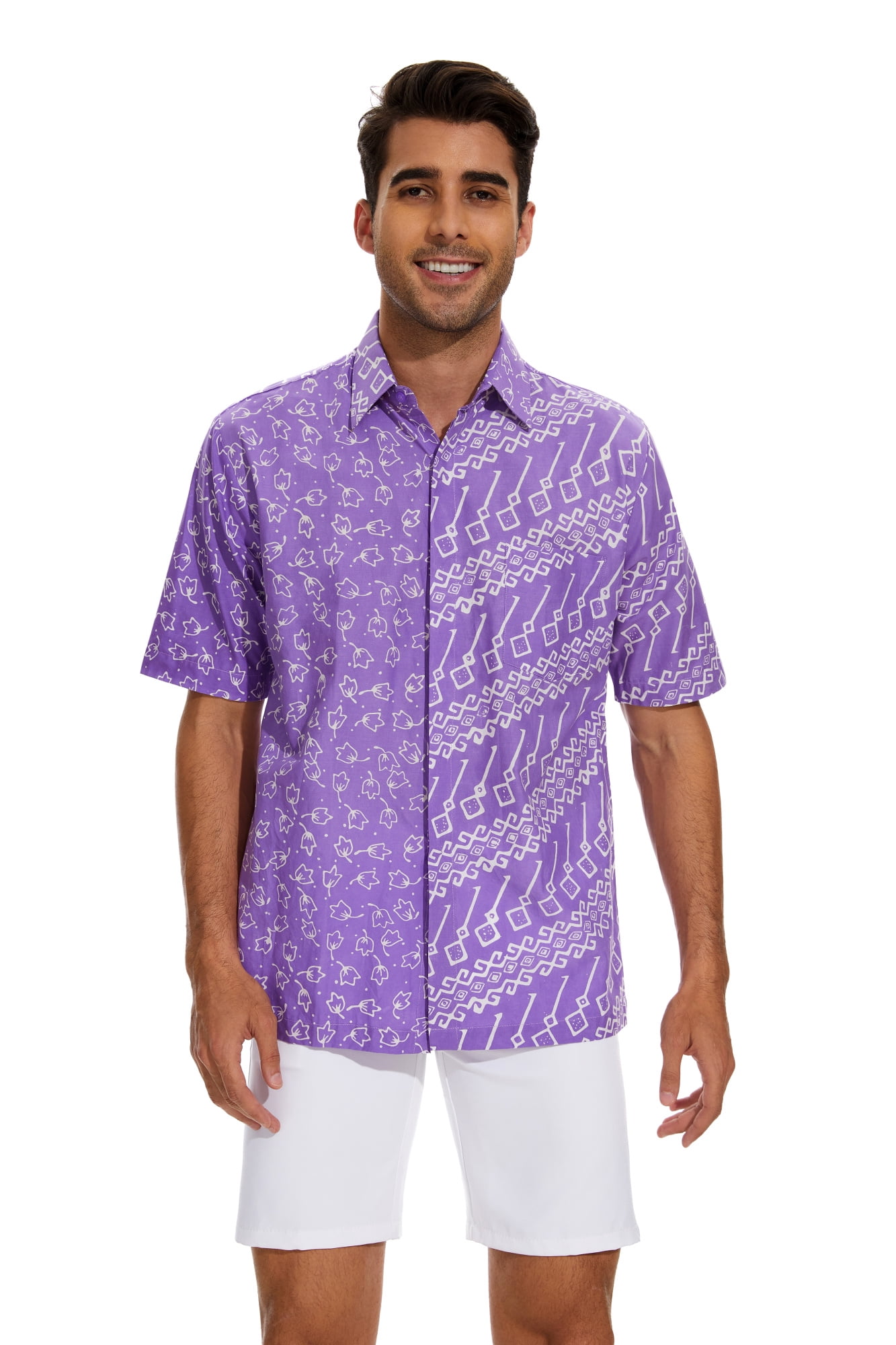 Classicmod Hand Block Batik Men's Casual Shirt - 100% Cotton Hawaiian Summer Beach Shirt - View #2