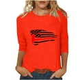 thumbnail image 2 of Dazajoo 4th of July Tops for Women American Flag Print 3/4 Sleeve Shirts 2024 Womens Patriotic Crew Neck Independence Day Tunics Deals of Today,Orange,XXL, 2 of 6