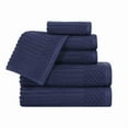thumbnail image 2 of Superior Soho Ribbed Cotton 6-Piece Assorted Towel Set, Navy Blue, 2 of 9