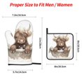 thumbnail image 2 of Haiem Cute Cow Bath Print Extra Long Oven Mitts and Pot Holders 4pc Sets: Heat Resistant Silicone Oven Mittens with Mini Oven Gloves and Hot Pads Potholders, 2 of 6