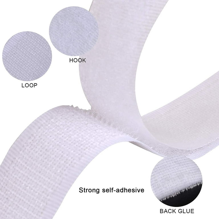 Hook and Loop Tape Double Sided Hook and Loop Tape with Adhesive Back  Fastener Strip Reusable Double Side Hook Roll Sticky Glue Nylon Patch,  Black (6