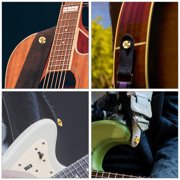 MOKKHNB 4-Pack Guitar Strap Locks with Metal Pins for Acoustic, Electric & Bass Guitars, Plated