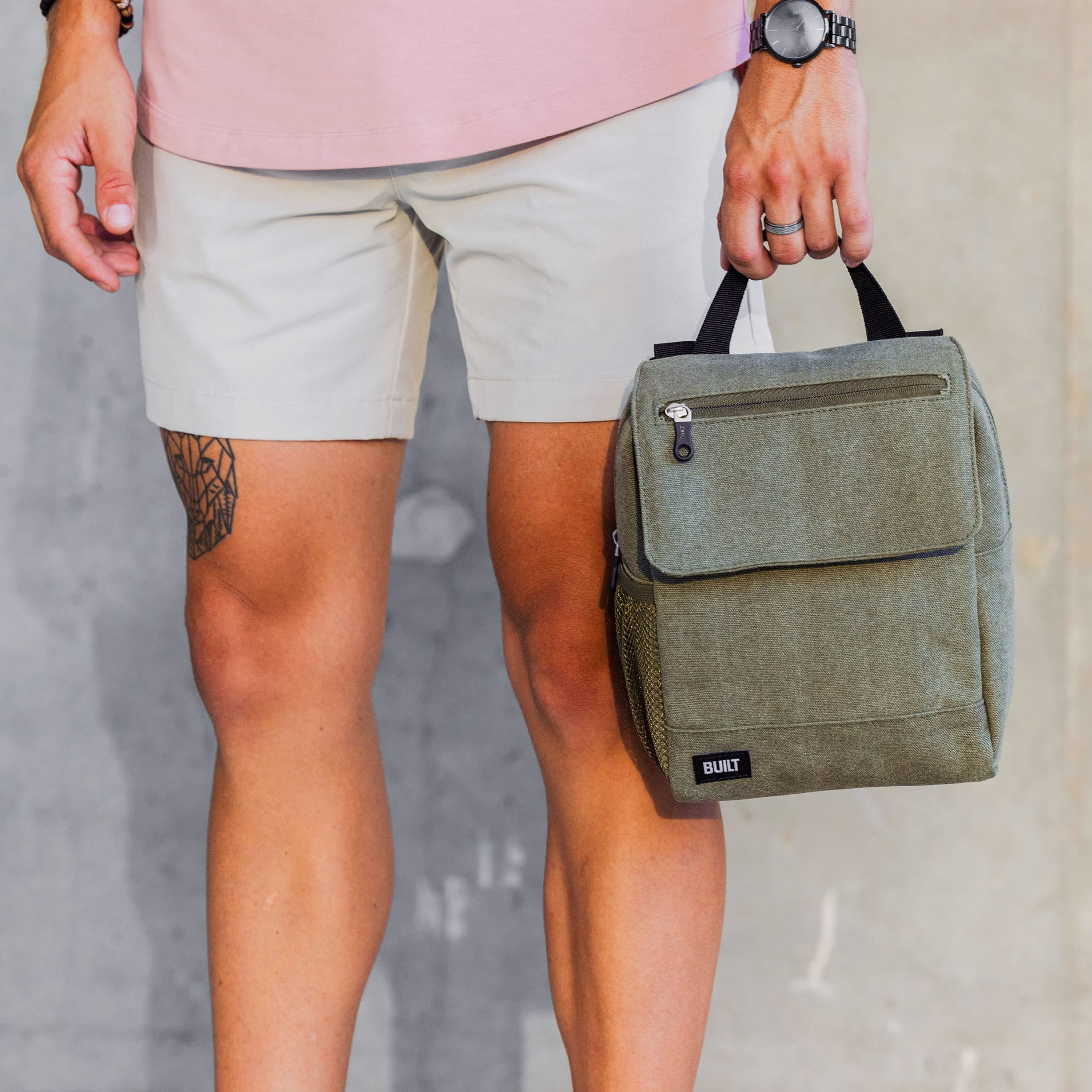 (2 pack) BUILT Oxford Adult Lunch Sack Sage Green