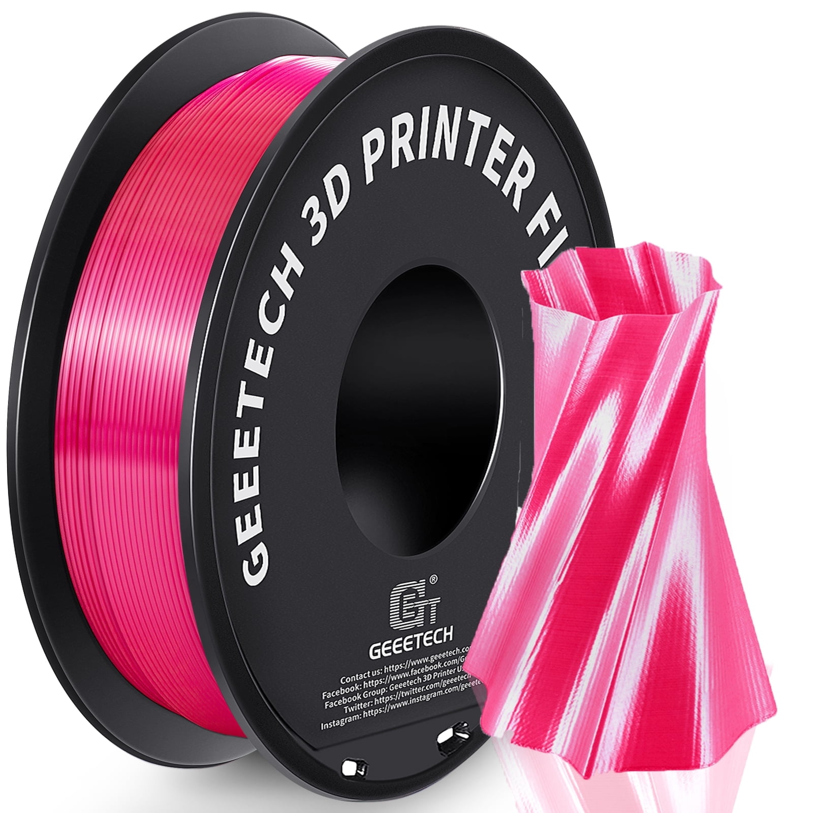 GEEETECH 3D Printer silk magenta PLA Filament 1.75mm 1kg Spool (2.2lbs),Dimensional Accuracy +/- 0.03mm