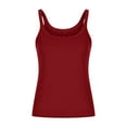thumbnail image 4 of Wyobmus Womens Casual Tank Tops form Fitting Sleeveless Scoop Neck Tops Ribbed Knit Summer Spaghetti Straps Basic Cami Shirts S-5X A-Red, 4 of 6