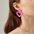 thumbnail image 3 of Boucles d'Oreilles Dormeuse pour Femmes Rose Rouge Géométrique Style Polyvalent Boucles d'Oreilles d'Été pour Femmes, 3 of 3