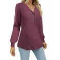 thumbnail image 2 of Fantaslook Long Sleeve Blouses for Women V Neck Button Casual Tops Tunic Henley T Shirts, 2 of 7