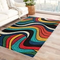 thumbnail image 1 of Abstract Rugs for Living Room - 3x4 Rug - Abstract Rug - Colorful Weird Ripple Area Rug - Multicolor Hippie Rugs - Art Deco Carpet, 1 of 7