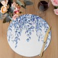 thumbnail image 3 of Eucalyptus Leaves Round 13 Inch Placemats Set of 6, Navy Blue Summer Botanical Weeping HeatResistant Non Slip Place Mats for Dining Table, Wipeable Braided Kitchen Table Mats for Housewarming, 3 of 9