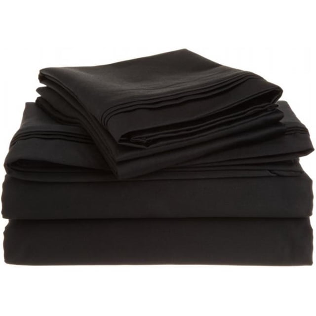 Egyptian Cotton 1500 Thread Count Solid Sheet Set King-Black
