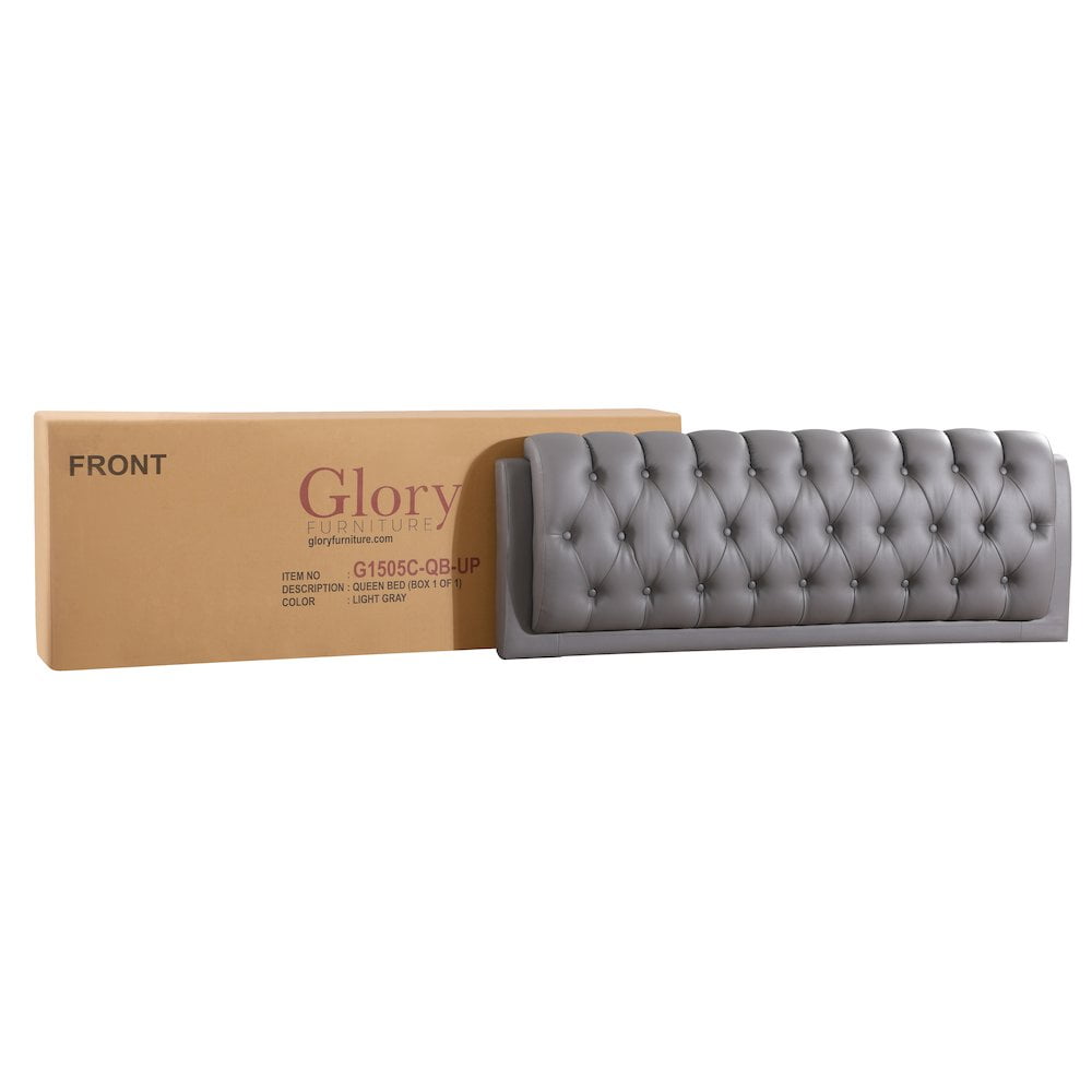 Glory Furniture Marilla Queen Bed in Light Grey Color