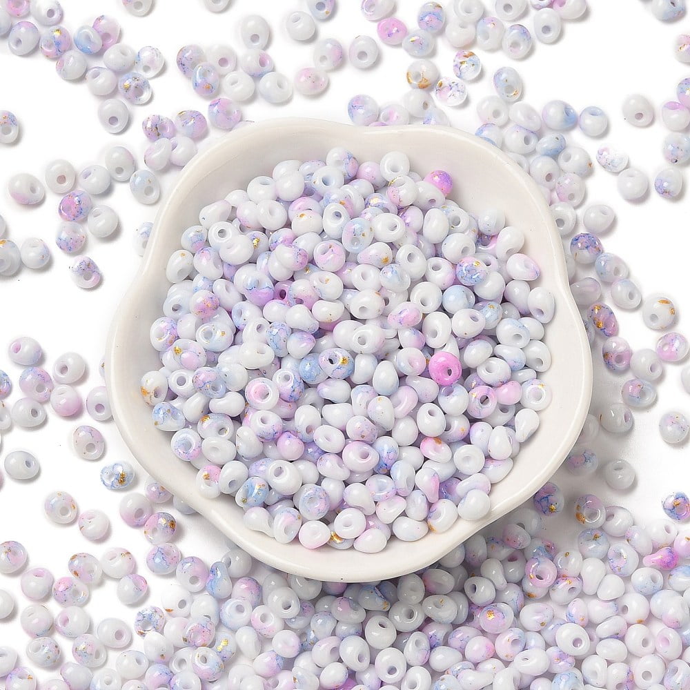 1Pound Baking Paint Glass Seed Beads Round Hole Teardrop Violet 5~5.5x4~5x3~3.5mm Hole: 1.2mm 2500pcs/pound