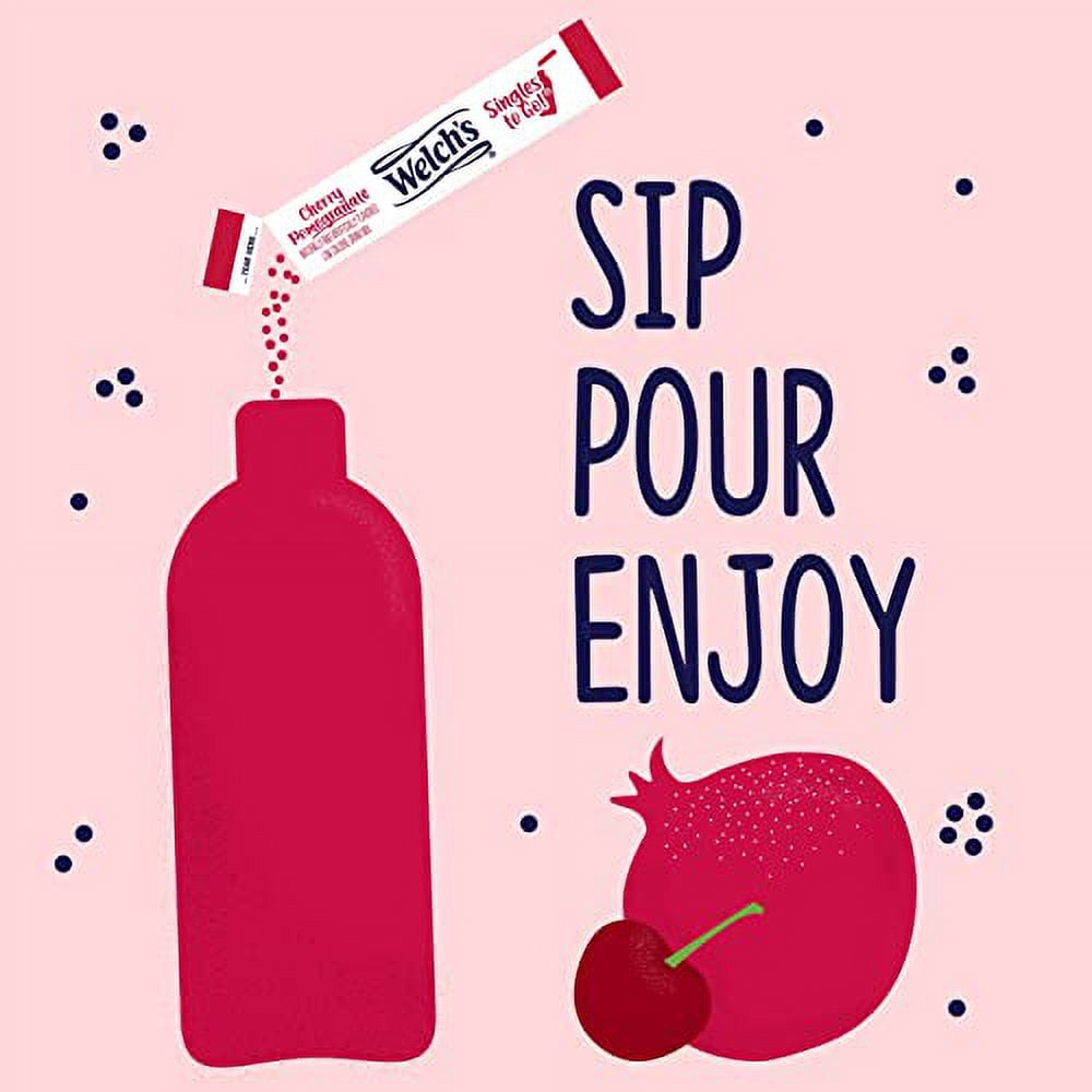 Welch's Singles To Go Water Drink Mix - Cherry Pomegranate Powder Stick Packets (12 Boxes with 6 Packets Each - 72 Total Servings)