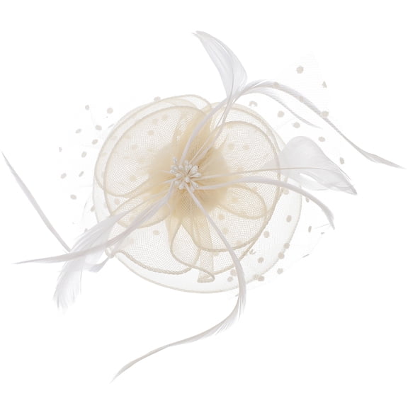 CTIRCHIU Elegant Fascinator Hat for Women Tea Party Beige Mesh and Fiber Accessories 9.5 Inches