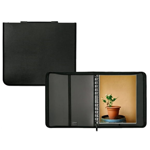 Itoya Start 2 Presentation Portfolio Case, Zippered Multi-ring Binder with Ten 17x22" Archival Sheet Protectors, Cover Color: Black.