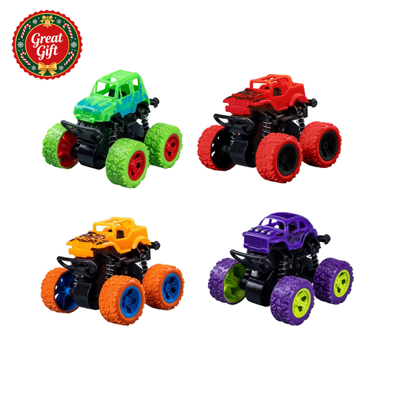 Friction Powered Monster Truck Toy, Push and Go Off Road Stunt Car with Shock Absorbers, Durable All Terrain Vehicle, Christmas Birthday Gift for Toddlers Kids Boys Girls Ages 3 and Up 1PC