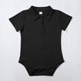 thumbnail image 5 of Weebloom Baby Boys Rompers Girls Solid Color Short Sleeve Lapel Bodysuit Dailywear,0-3 Months, 5 of 9