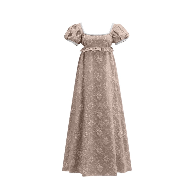 SwiftWear Women's Retro Regency Dress - Floral Print Maxi Dress with Puff  Sleeves (XS-3XL) Vintage Ruffled Waist, Cosplay Costume Dresses -  Walmart.com