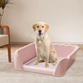 thumbnail image 3 of HUGFEGWE Dog Toilet Pee Pad Holder Portable Easily Clean Anti Splashing Training Potty Tray with Removable Post for Other Pets Rabbit, Pink CJB91-38238, 3 of 7