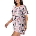 thumbnail image 2 of Kdxio Cat Print Pajamas Sets for Women Short-Sleeved Pjs with Lounge Shorts Two Piece Sleepwear S-4XL, 2 of 9