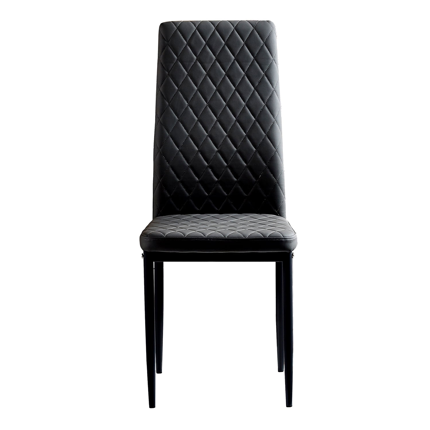 Kadyn Dining Chair Set of 4, Modern Leather Seat Kitchen Chairs, High Back Dining Side Chairs with Metal Legs for Living Room, Black Kadyn Dining Chair Set of 4, Modern Leather Seat Kitchen Chairs, High Back Dining Side Chairs with Metal Legs for Living Room, Black