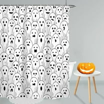 Halloween Shower Curtain, Halloween Ghost Spooky Shower Curtains for Bathroom, Halloween Home Decor Waterproof Fabric with Hooks 72x72 Inch