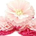 thumbnail image 2 of Paper Pom Poms Tissue Paper Flower Garlands Lotus Style 12" 14", Pink & Light Yellow 10pcs, 2 of 4