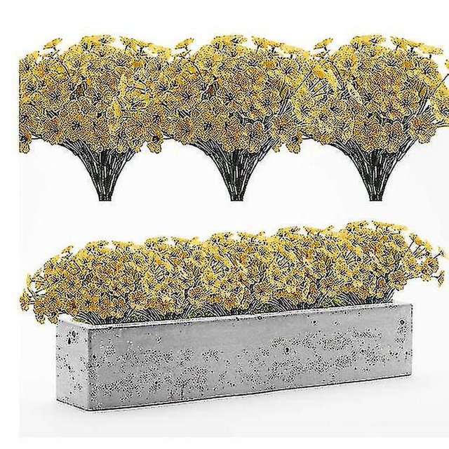 10 paquetes de plantas resistentes a los rayos UV de arbustos artificiales de flores artificiales, paquetes de plantas verdes de plástico artificial Hy