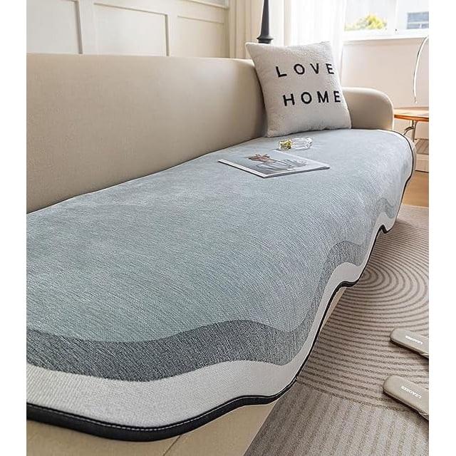 Granjero Gordo Funda de sofá de felpa súper suave, protección para muebles, alfombra para sala de estar, dormitorio, gris azulado, 35 x 70 pulgadas