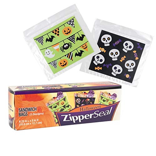 6.5" x 5" Halloween Zipper Seal Sandwich Bags (Pack of 30 Bags