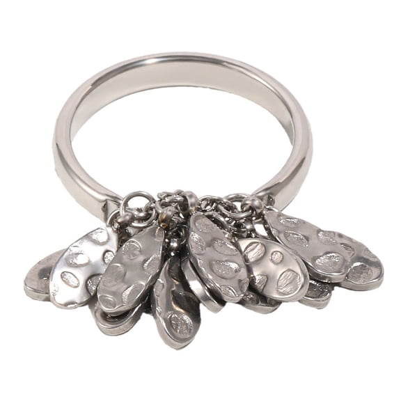 PAURO Dangle Rings for Women Charm Statement Drop Hammered Petals Stainless Steel Silver Gold Plated Personalized Unique Dainty Jewelry Silver Size 7