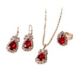 thumbnail image 2 of Opvise Jewelry Set Eye-catching Easy Matching Women Waterdrop Shiny Rhinestone Necklace Ring Earrings for Party, 2 of 8
