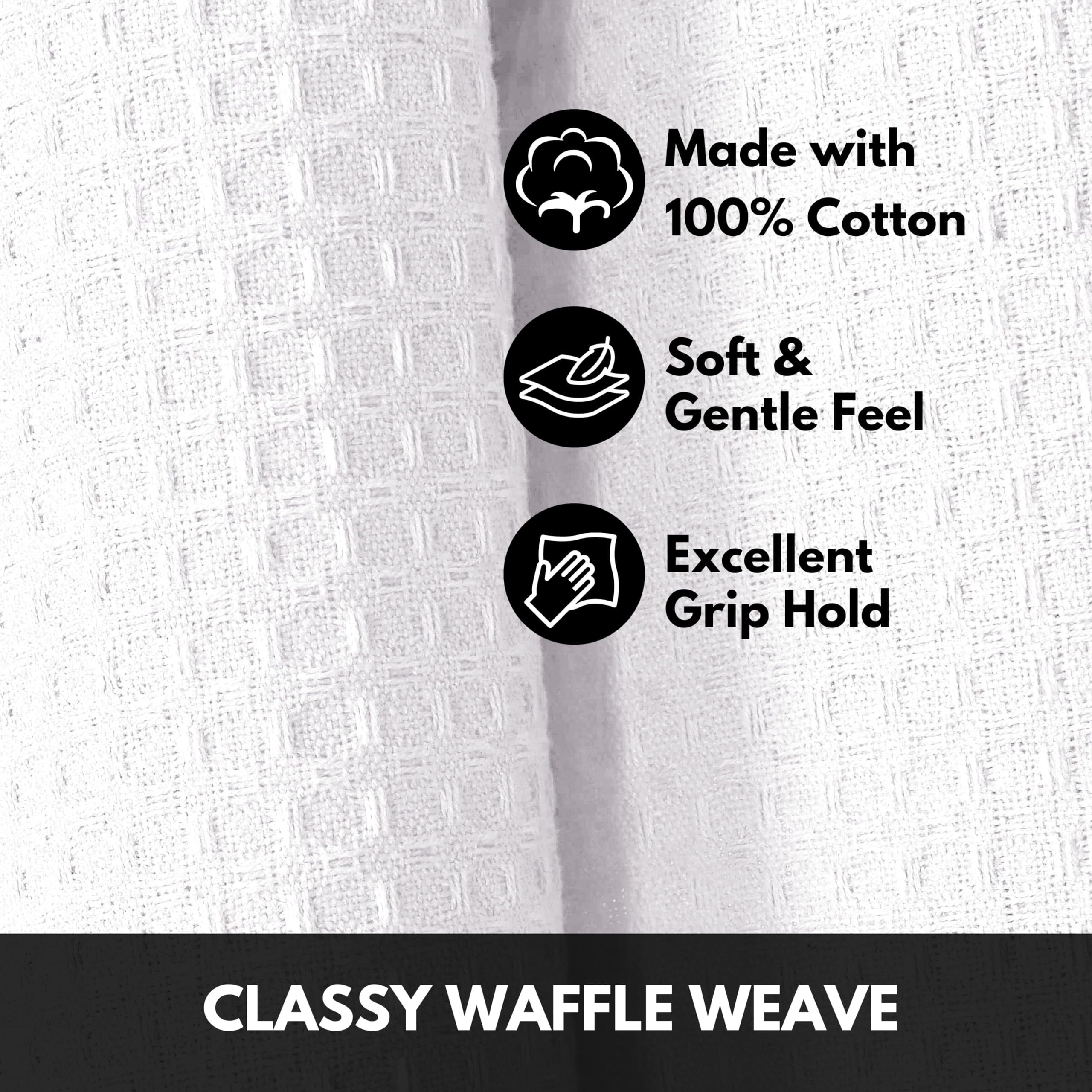 Softopia Cotton White Waffle Kitchen Dish Towels 100% Cotton, Soft, Absorbent, Quick Drying, Multipurpose Use, Bar & Hand Towels, 16x26 Inches, Durable, Machine Washable, Reusable, Set of 12