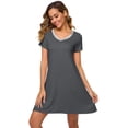 thumbnail image 3 of WiWi Soft Bamboo Nightgowns for Women Sleep Shirts Lightweight Short Sleeve Lounge Dress Plus Size Sleepwear S-2X, Iron Grey, Large, 3 of 5