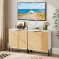 thumbnail image 7 of Cabinet with Storage, Kitchen Sideboard with Shelf, Modern Credenza for Living Room, Small Accent Cabinet with Doors for Dining Room, 14.5" D x 27.5" W x 31" H (1, White & Natural), 7 of 7