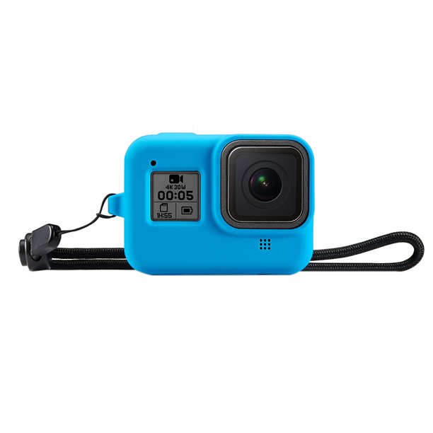 Funda protectora de silicona para cámara de acción deportiva con reemplazo de cuerda antipérdida para Hero 8, azul sidaley EL2391-02B
