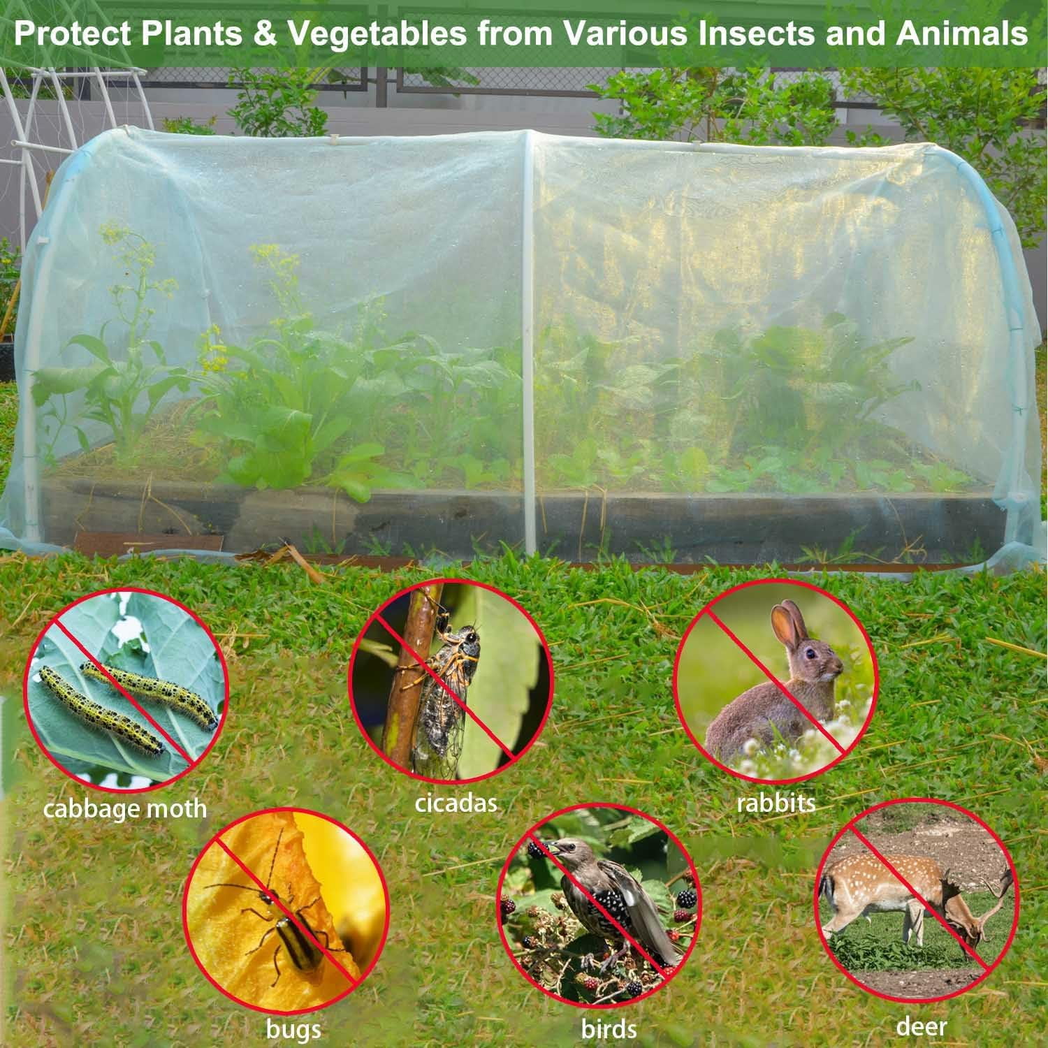 KLEWEE 10 x 50 FT Garden Mesh Netting, Ultra Fine Plant Netting Covers, for Raised Beds Vegetables, Fruit Tree Blueberry Bushes Barrier Screen Protection Net Cover