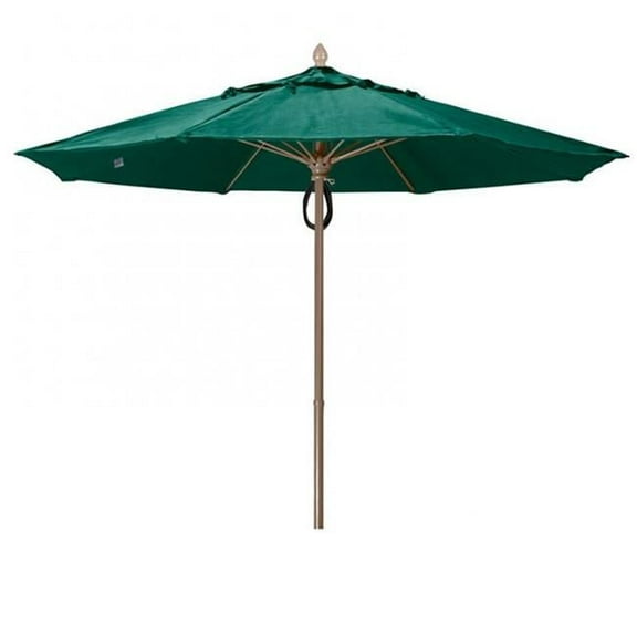 7.5 ft. Champagne Bronze Aluminum Pole Acrylic Market Push Up Umbrella, Forest Green Canopy