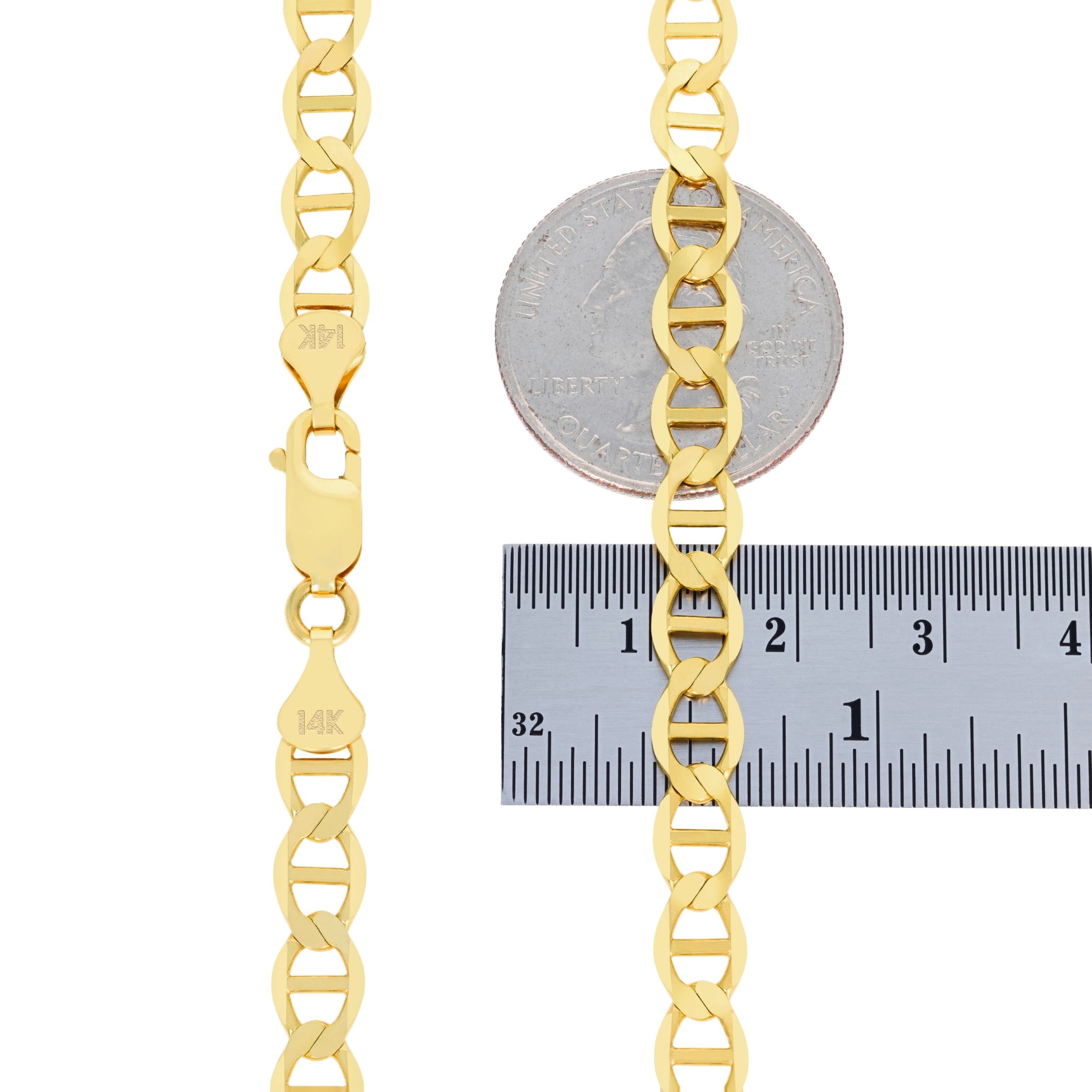 Nuragold 14k Real Yellow Gold Solid Mariner 6mm Chain Anchor Link Bracelet (7"-9") Italian Jewelry for Men