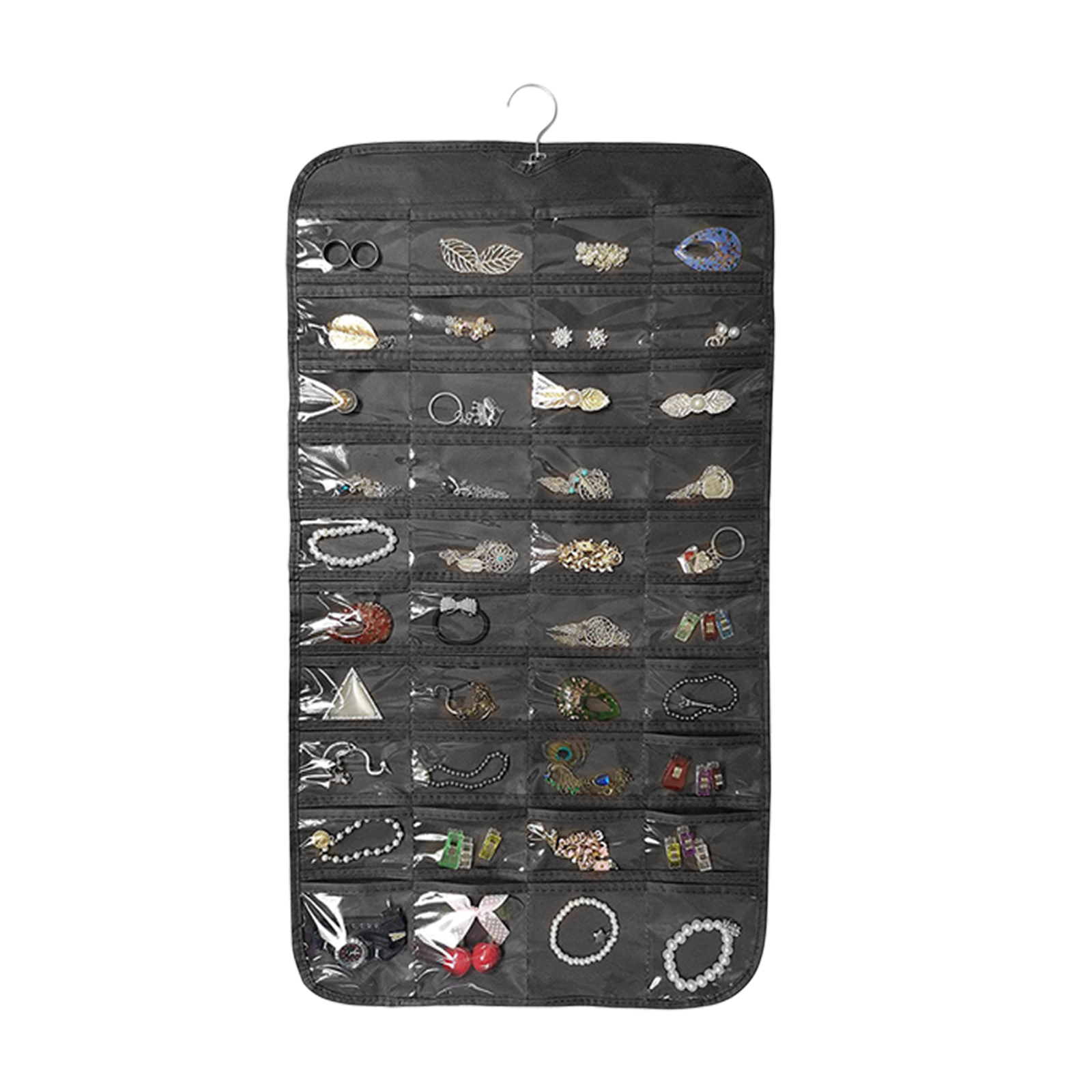 mepure Espositore per gioielli con vassoio in velluto, organizer antipolvere per gioielli e collane con 24 ganci, gancio per gioielli in acrilico trasparente per braccialetti e anelli