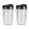 thumbnail image 1 of 2 Pcs 18Oz Replacement Ninja Blender Cups with Lid for Ninja Auto IQ BL480 BL642 BL450 BL682 BL480, BL490, BL640 BL680,2 * 18oz juice cup 2 * Cup flip,black & transparent, 1 of 9