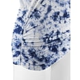 thumbnail image 3 of Made by Johnny Women's V-Neck Short Sleeve Tie Dye Shirring Dolman Top XXL WHITE_NAVY, 3 of 6