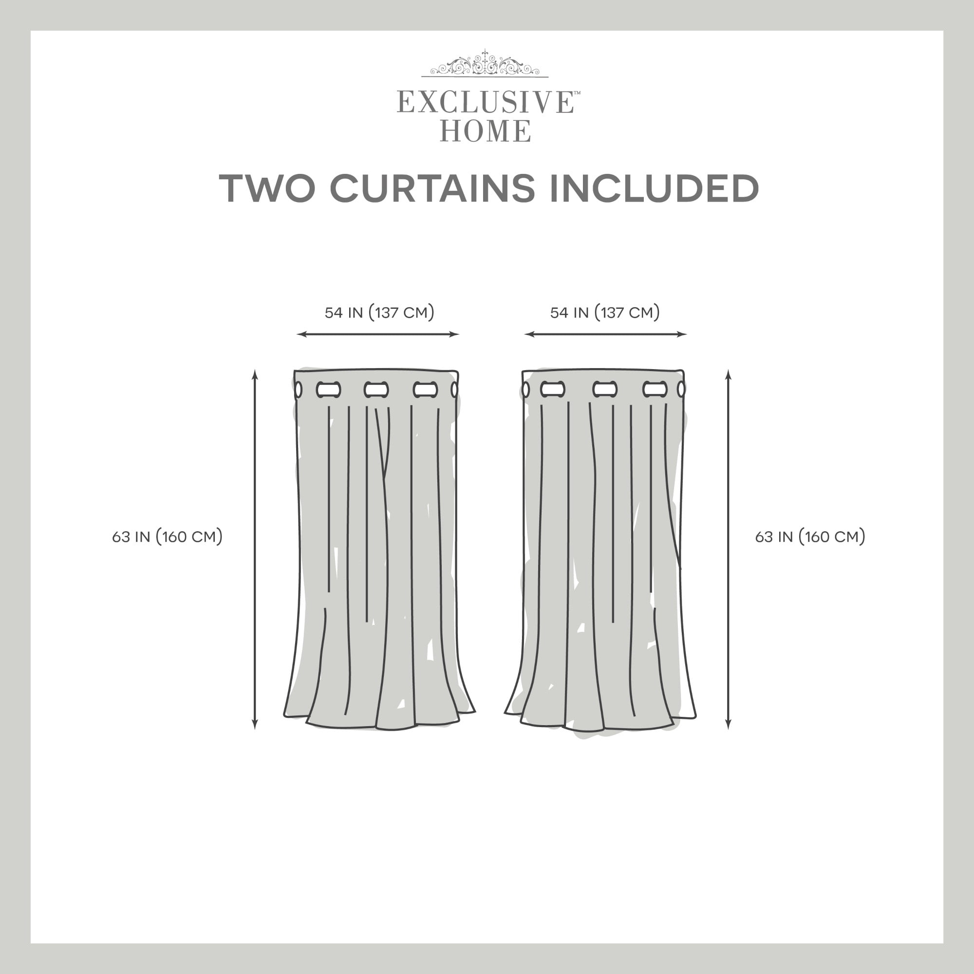 Exclusive Home Curtains Loha Linen Grommet Top Curtain Panel Pair, 54x63, Dove Grey