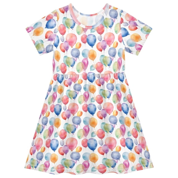 joogoo Balloons Girls' Short Sleeve Dress Kids Dresses 5-6T