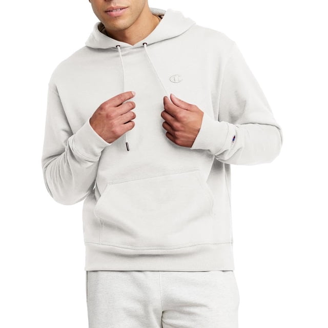 Sudadera con capucha Champion Powerblend de forro polar a rayas para hombre, blanca