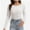 White, variant on Womens Crewneck Long Sleeve Casual Basics Fall Solid T-Shirt
