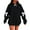 Black, variant on Ashirexll Womens Hooded Pullover Zip Up Hoodie Women Bow Detail Loose Long Sleeve Off Shoulder Casual Winter Tops