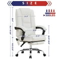 thumbnail image 2 of JONPONY Big and Tall Office Chair 500LBS Executive Office Chair Massage and Footrest Ergonomic Computer Desk Chair Reclining High Back Leather Office Chair Lumbar Back Support Swivel Rolling,White, 2 of 14